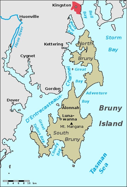 Bruny Island map