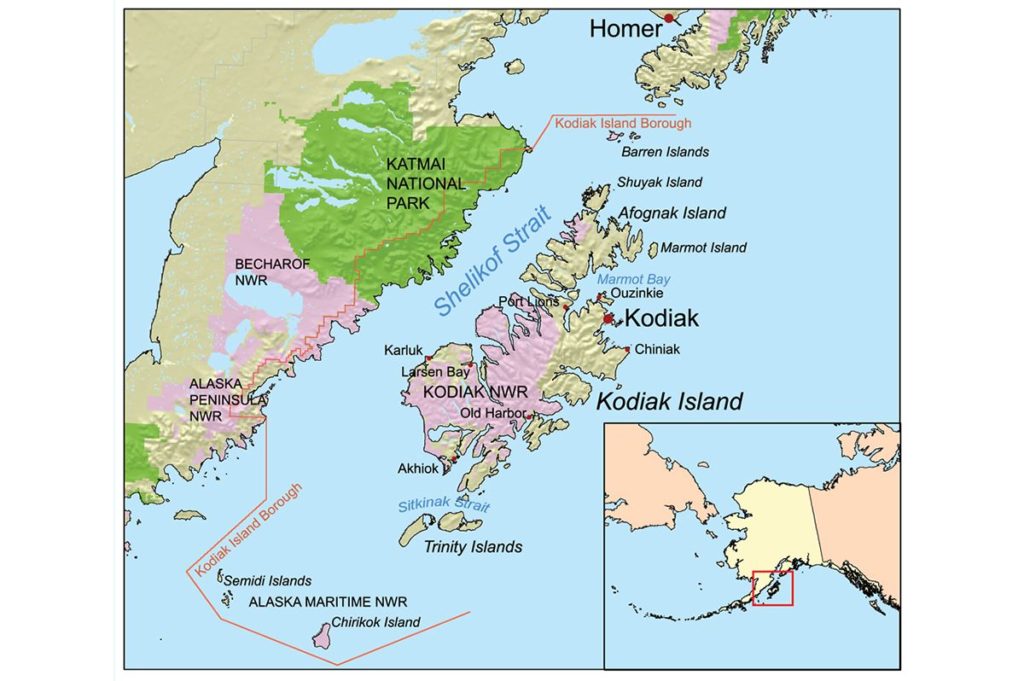 Kodiak Island map 
