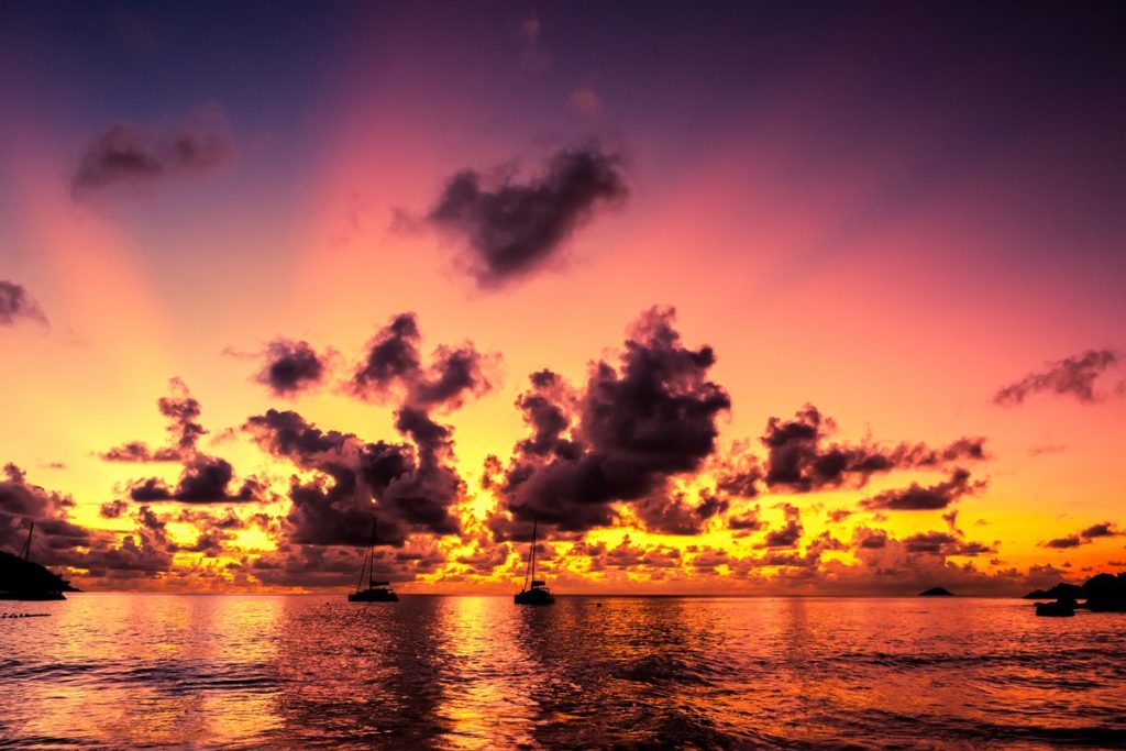 Seychelles beautiful red sunset