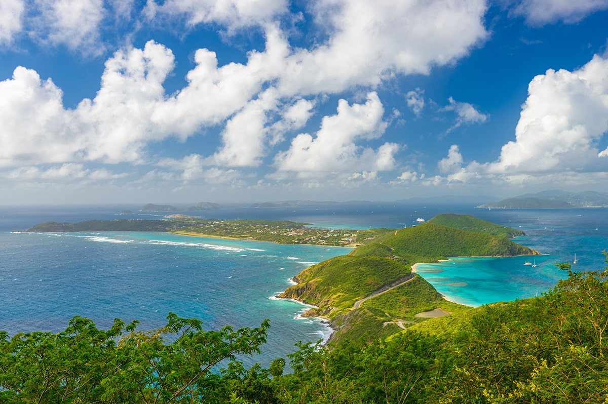 British Virgin Islands. Tortola as the largest and most populated island of the BVI