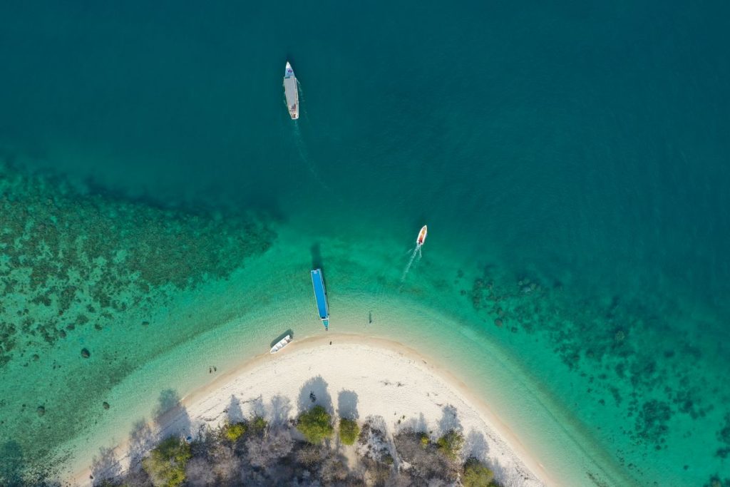 private island with white sand