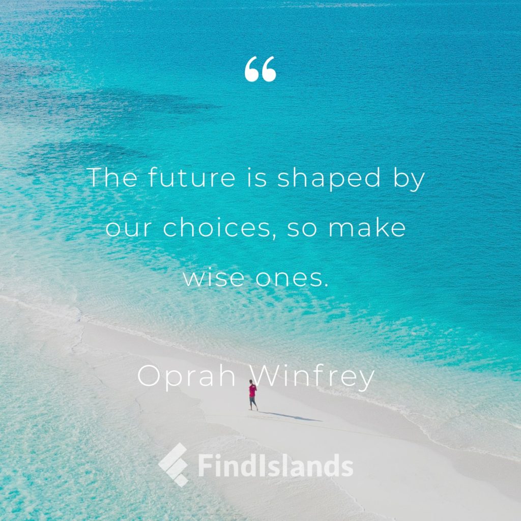 The future is shaped by our choices, so make wise ones.  motivation island quotes